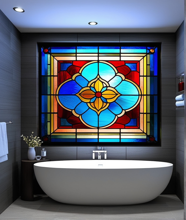 bathroom art ideas for walls stained glass panelsincorporate small stained glass panels or artw