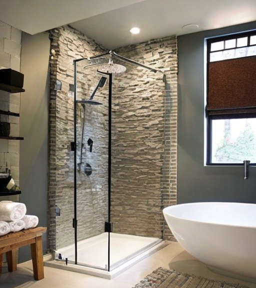 generate an image showcasing inventive and budget friendly shower wall ideas specifically focus on 3