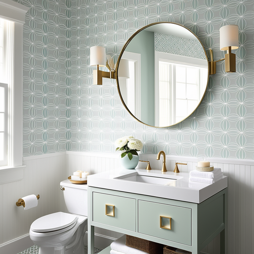peel and stick wallpaper ideas for bathroomssubtle geometric patternschoose a neutral color palet