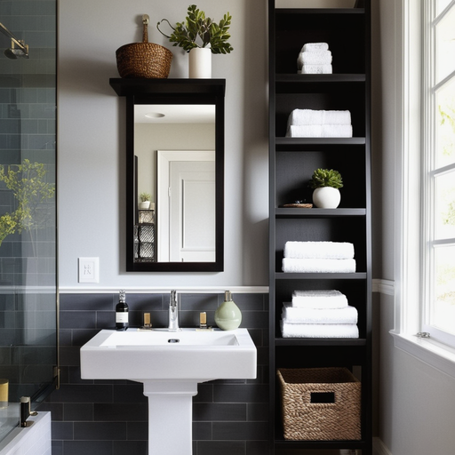 small bathroom ideasopen shelving or ladder shelfreplace closed cabinets with open shelving or a
